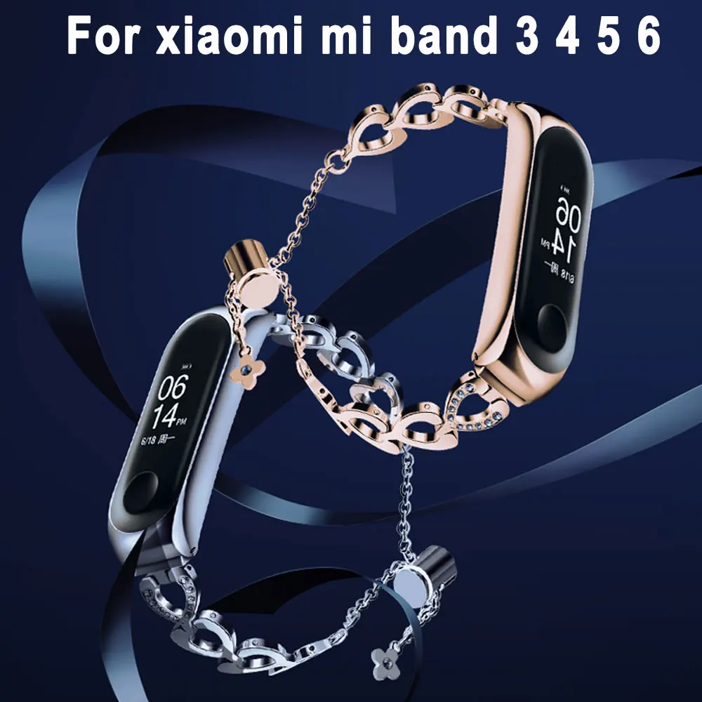 Horloge Band Voor Xiaomi Mi Band 3 4 5 6 Rvs Smartwatch Band Pols Miband Band3 Band4 Band5 band6