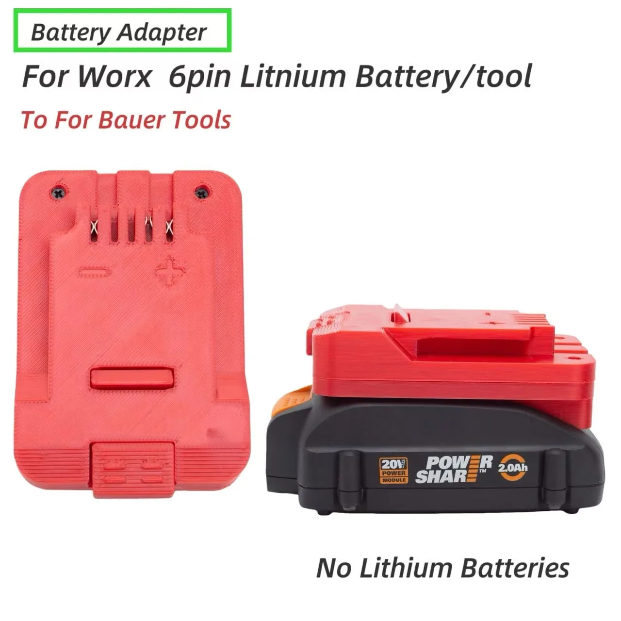 

Adapter Converter for Worx 18V-20V 6pin MAX Lithium Battery to Bauer 20V Power Battery Tool