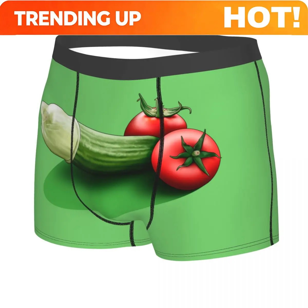 Food Porno Cucumber Funny Design Underwear Men Sexy Printed Custom Boxer Shorts Panties Briefs Soft Underpants