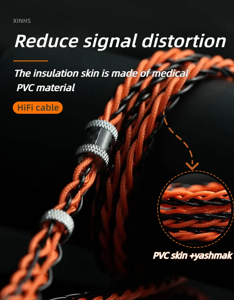 Hs70 fünf element hybrid 7n occ headset hifi upgrade kabel 2pin mmcx hd650 ist geeignet für cklvx d41 bravery f1 akg mk4 iem. – Detail 3
