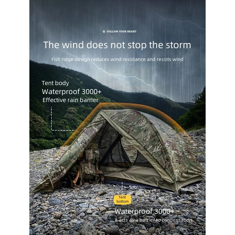 Ultra Lightweight 1.8KG Military Tent Waterproof Windproof Quick Setup Portable UV Protection Backpack Camping Hiking Beach