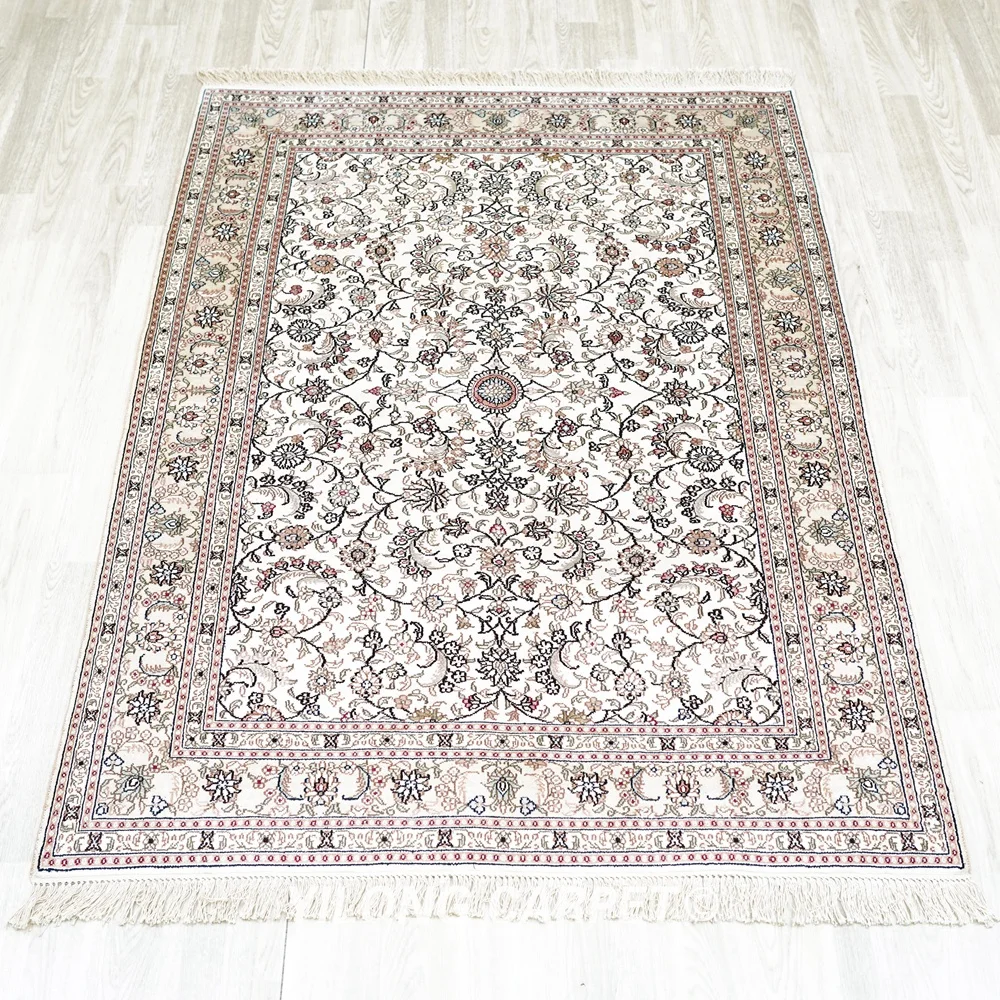 122x183cm Soft Hand knotted Silk Area Rug Sheen Handmade Craft Carpets (YHW1004AB)