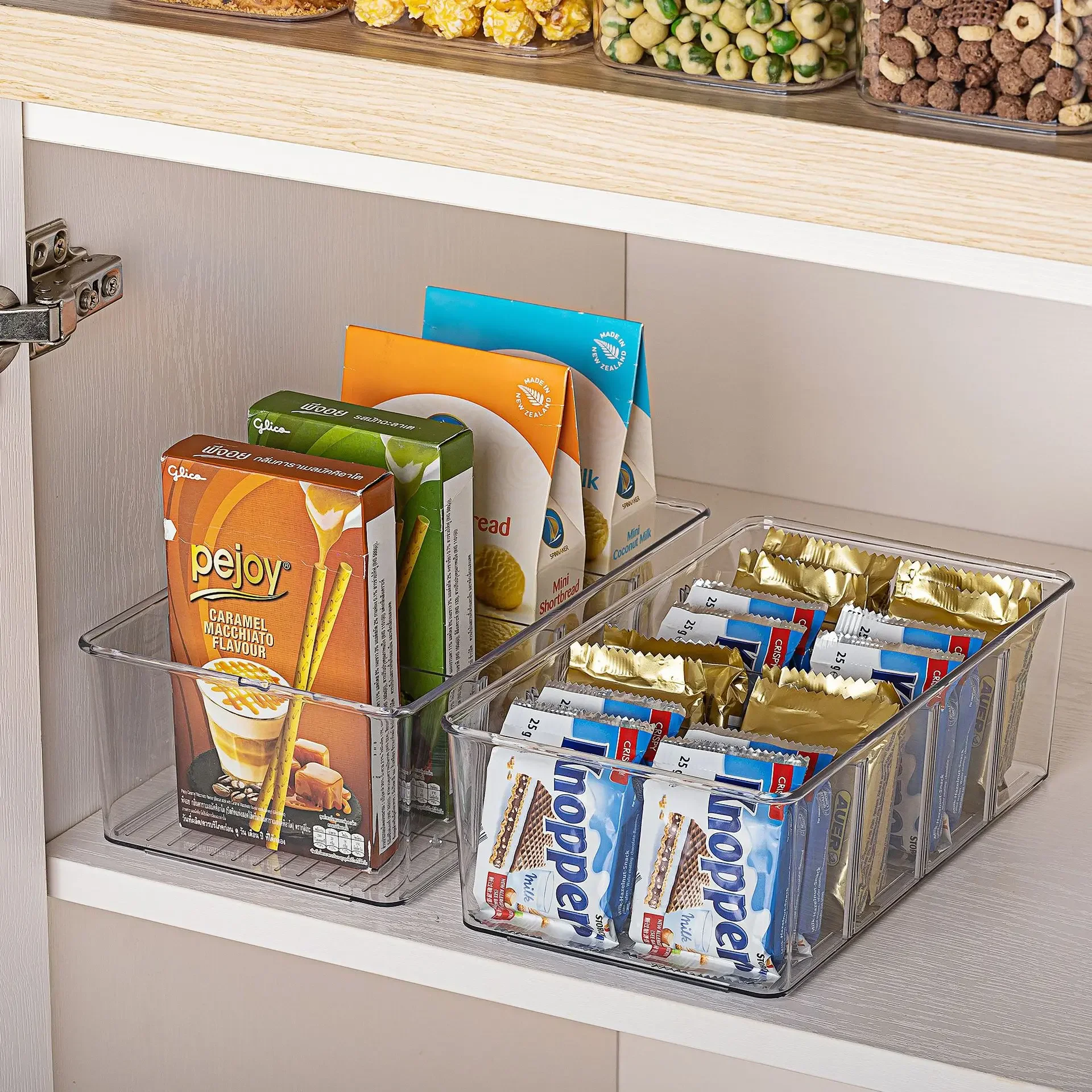 4 Grids Refrigerator Organizer Bins Soda Can Beverage Transparent Fridge Kitchen Container Cabinets Holder Fresh Storage Box