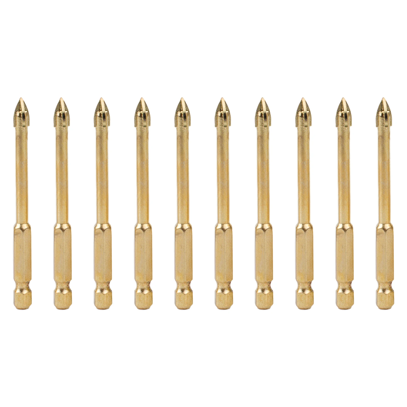 Set di punte da trapano da 10 pezzi da 6mm trapano in vetro con gambo esagonale a testa di lancia con 4 taglienti per la perforazione del vetro di marmo di piastrelle di ceramica di vetro