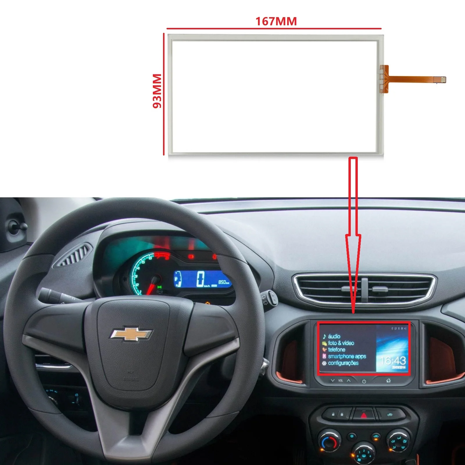 LA070WV1-TD05 7 Inch 4 Pin Touch Screen For Chevrolet GMC Onix Aveo Spark Prism Trax 2012-2016 Navigation Raido Touch panel