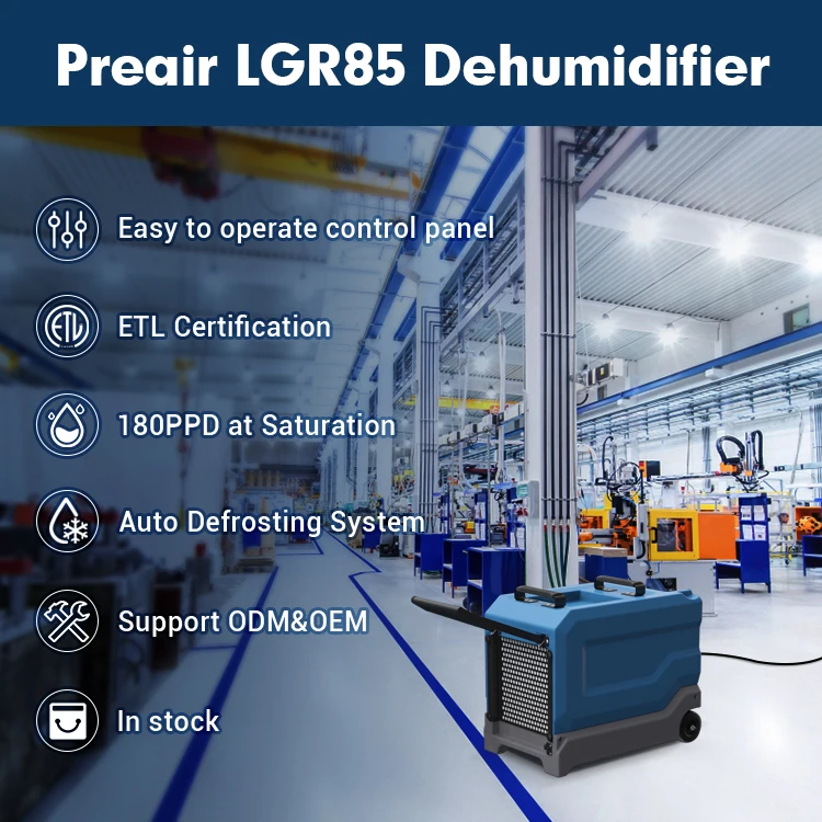 Machine industrielle de déshumidificateur de préair 180Pints/jour pour la restauration des dommages causés par l'eau