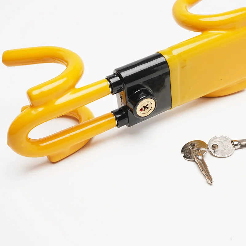 Car Steering Wheel Lock Double Hook U-shaped Anti-theft Lock Auto Parts Adjustable Telescopic