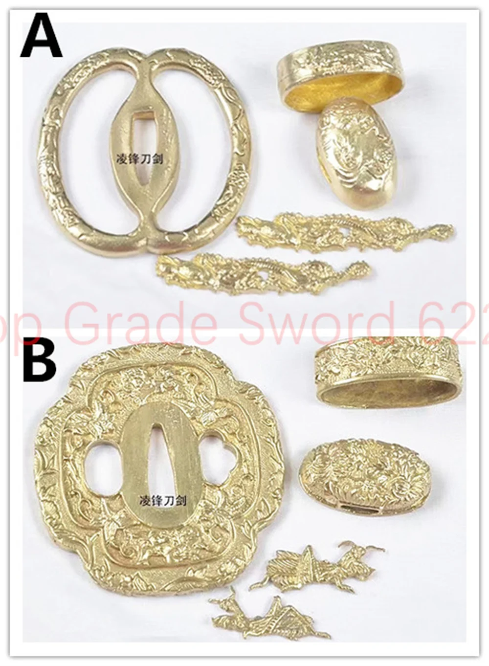 

Good Quality Brass Tsuba Handguard Guard Copper Fuchi Kashira Menuki For Real Japanese Japan Samurai Katana Sword Fittings Parts