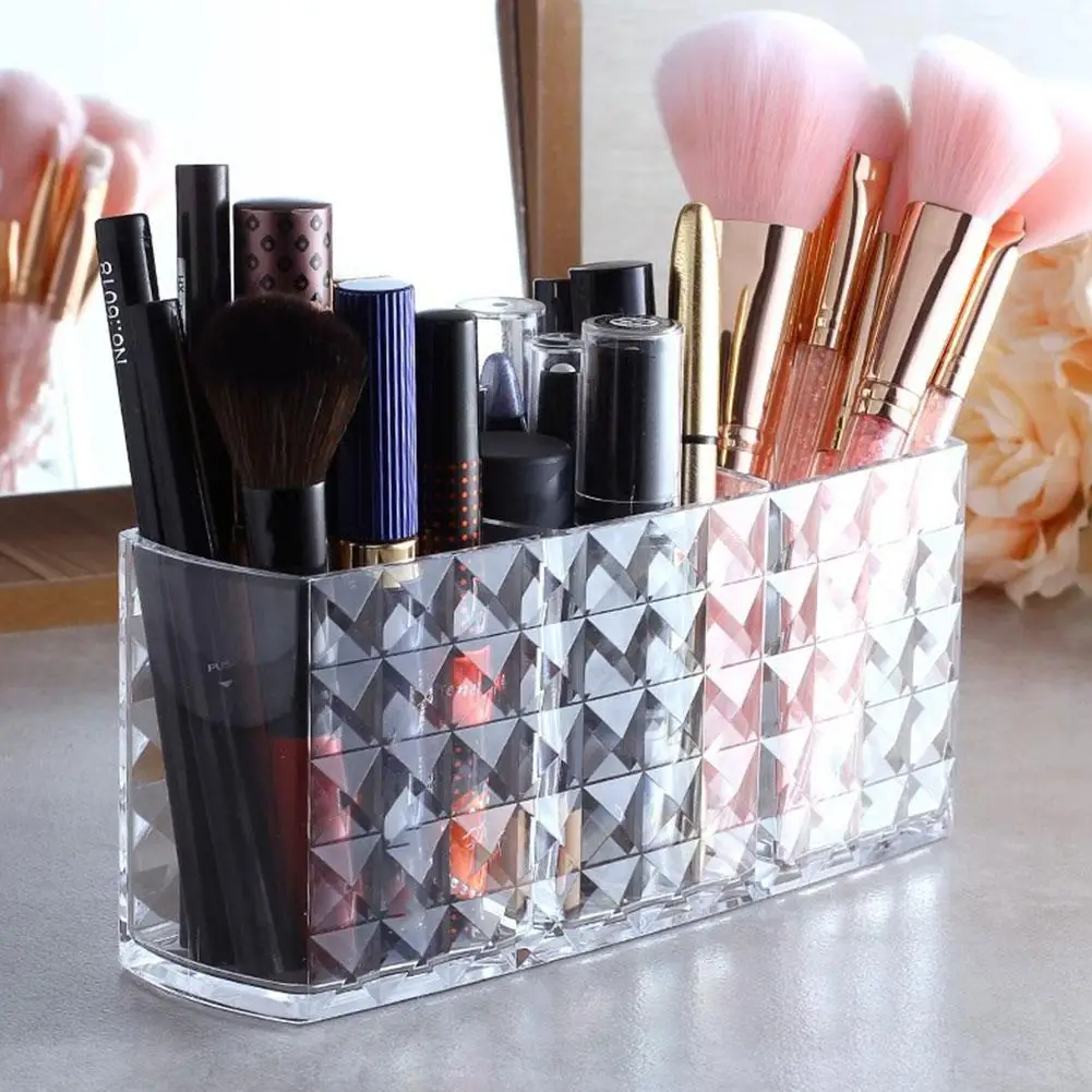 Clear Acrylic Makeup Brush Holder Desk Cosmetic Organizer Lipstick Storage Box Nail Polish Display Stand Rack Jewelry Case