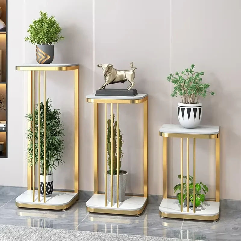 Nordic Modern Metal Rock Plate Storage Rack Light Indoor Home Balcony Iron Art General Use Flower Pot Display Shelf