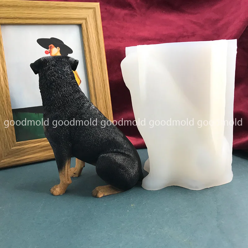 3D Rottweiler silikonowe formy aromaterapia tynk żywica epoksydowa forma dla psa DIY rzemiosło z gliny formy dla zwierząt — zdjęcie 7