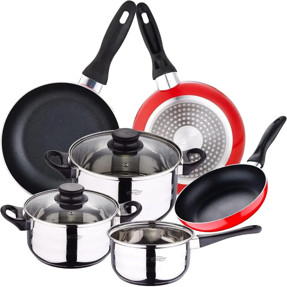 

PK2356 Cookware Set 5-Piece StainlSteel and 3-Piece Set 16/20/24 Red, Pred Aluminium, Induction