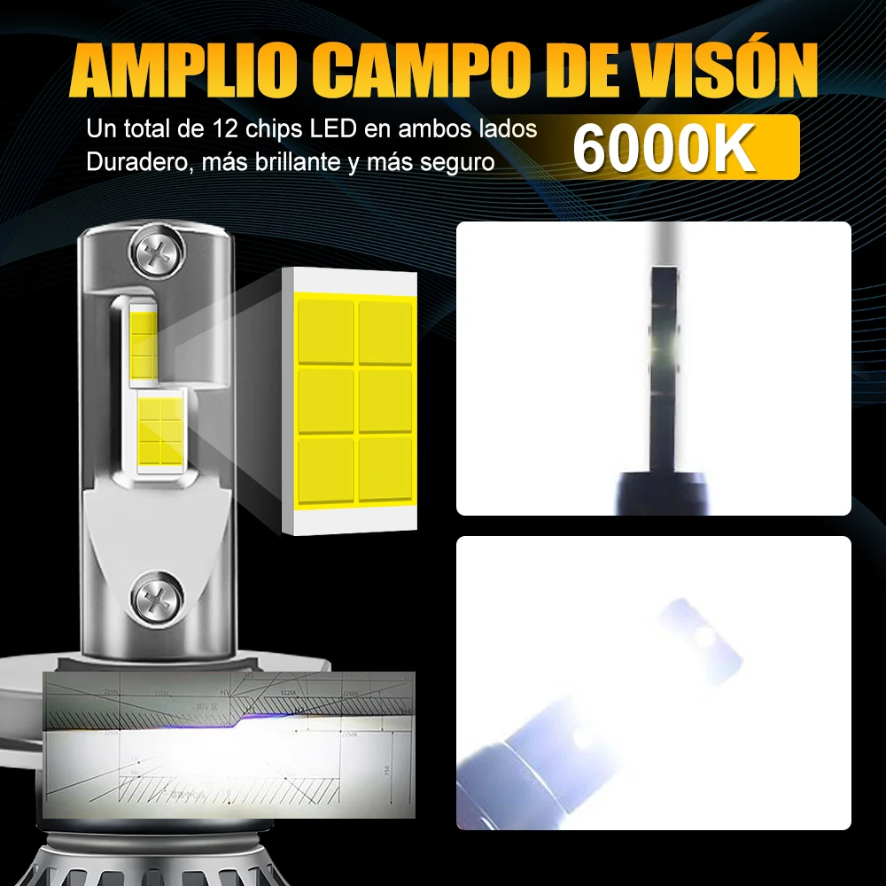 PAMPSEE H7 H4 H11 Canbus Bulb Led Lamp CSP 3570 High Power Car Headlight HB3 HB4 9005 9006 H1 Fog Light 240W 60000LM 6000K M8Pro - Image 2