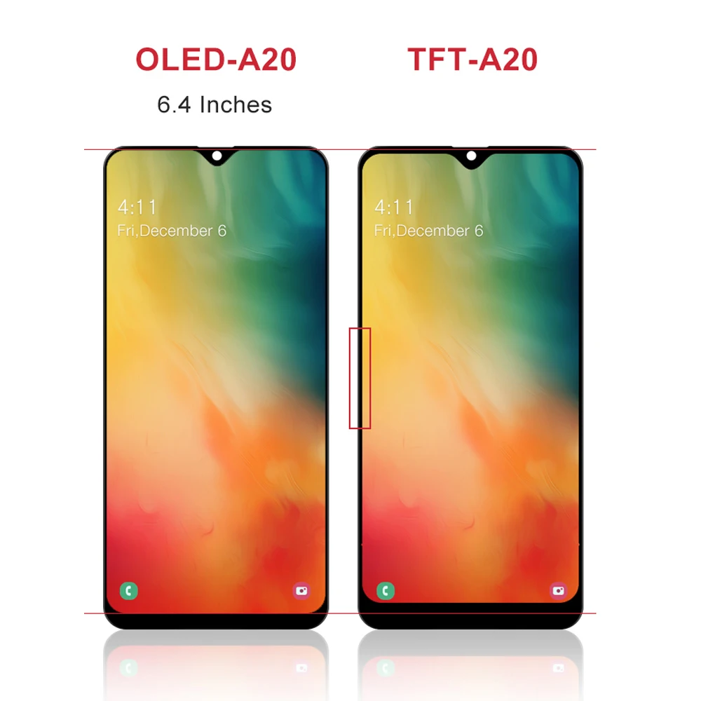 Pantalla táctil LCD AMOLED de 6,4 pulgadas para Samsung A20, A205, SM-A205F, con marco A20, A205FN, A205GN