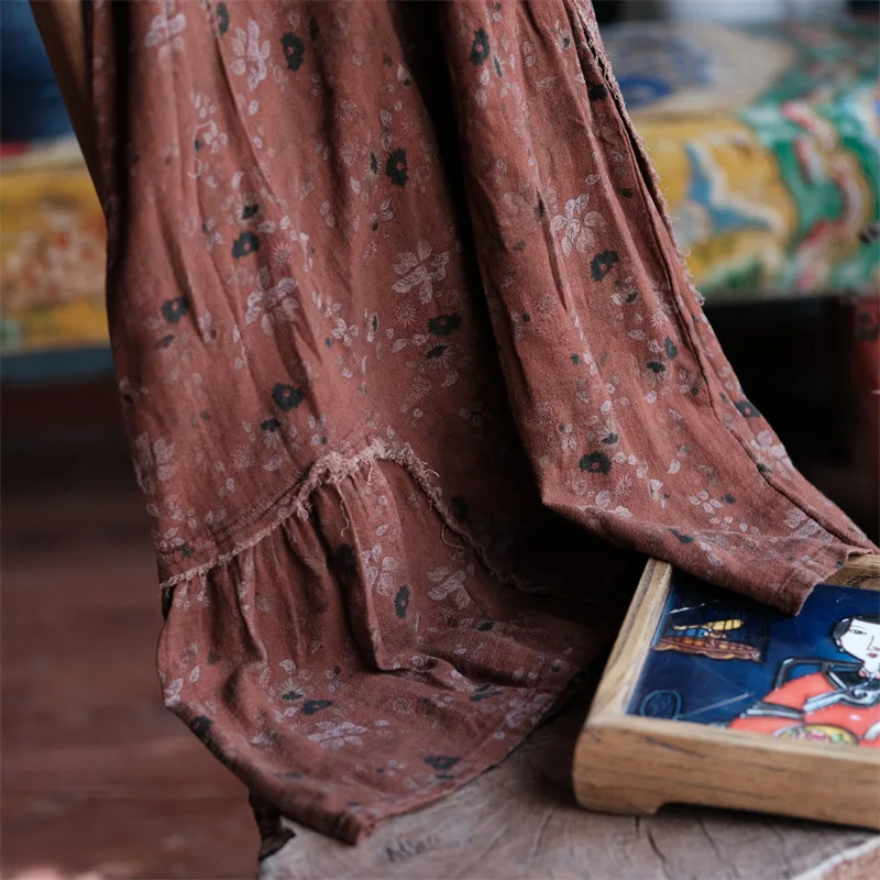 新着春夏の女性のカジュアルプリーツパッチワーク A ライン足首までの長さのスカート緩い良質のコットンリネンスカート T242