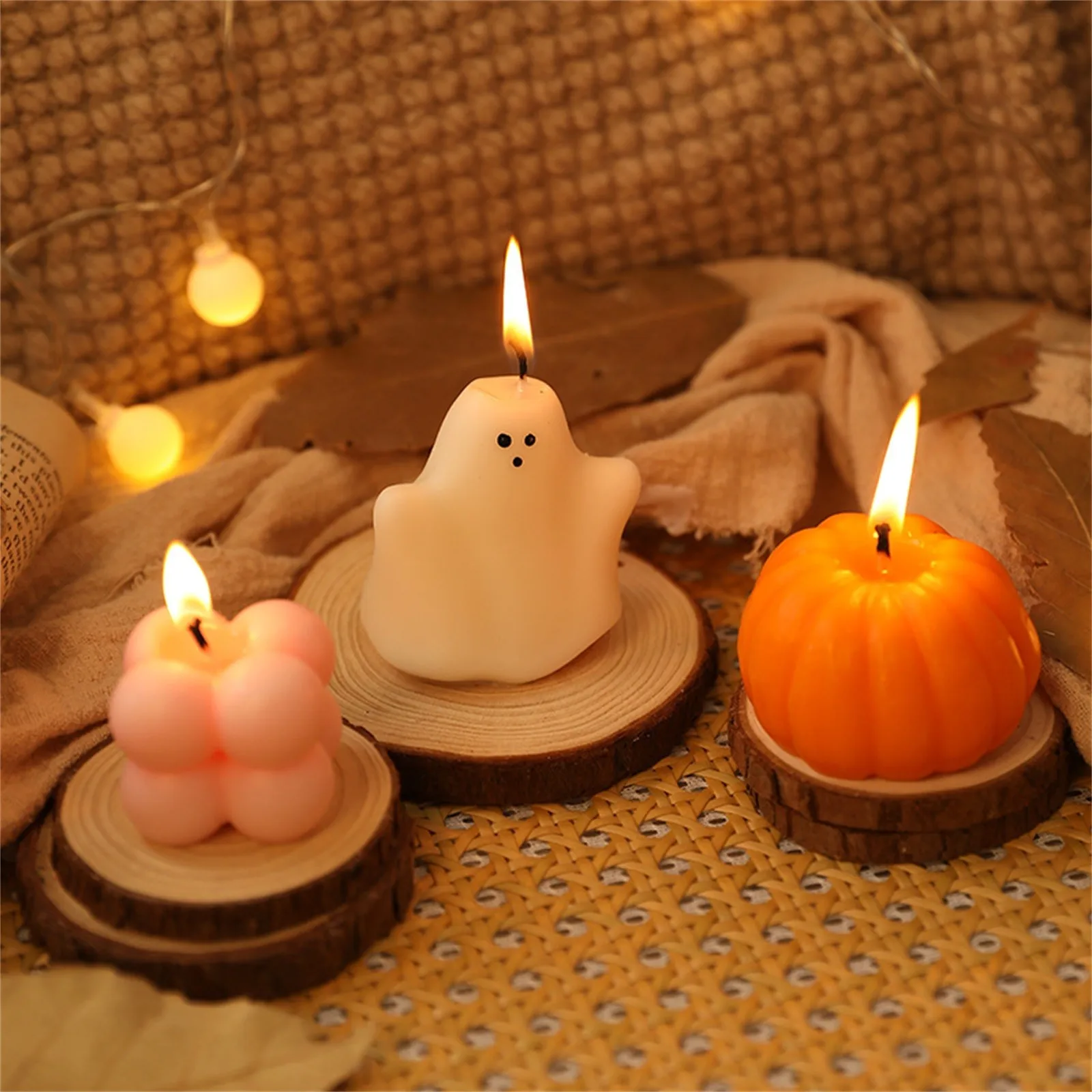 Halloween Ghost Pumpkin Aromathe Candles Decor Cute Halloween Candles Gifts Set Room Decor For Dining Table Party Bedroom