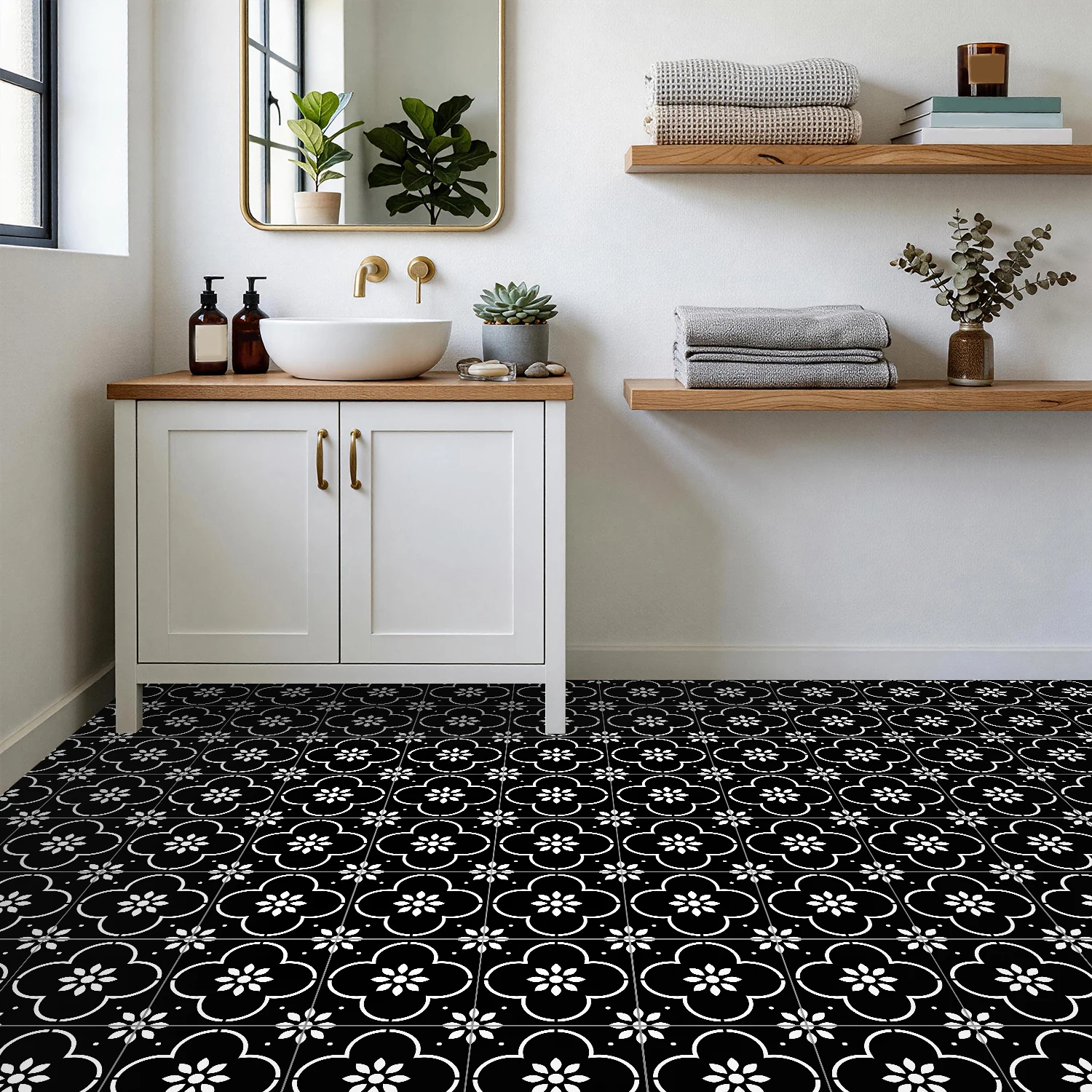 

Thick frosted matte waterproof self-adhesive tile sticker suitable for kitchen, bathroom, wall and floor decoration stickers