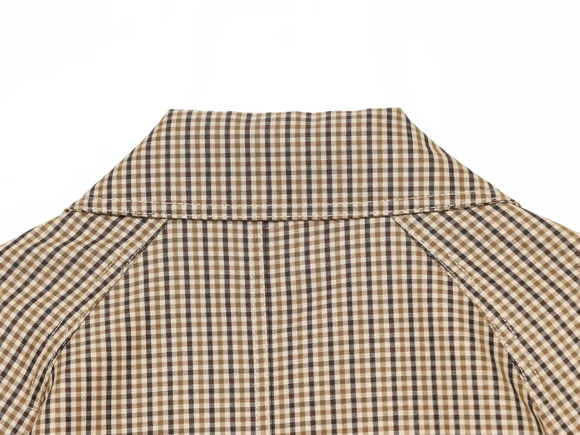 Damen Herbst Winter Trendige Karo-Kurzjacke mit Doppelreiher, Gürtel und Taschen, Jacken-Outfits, Streetwear, Trenchcoat für Frauen – Detail 13