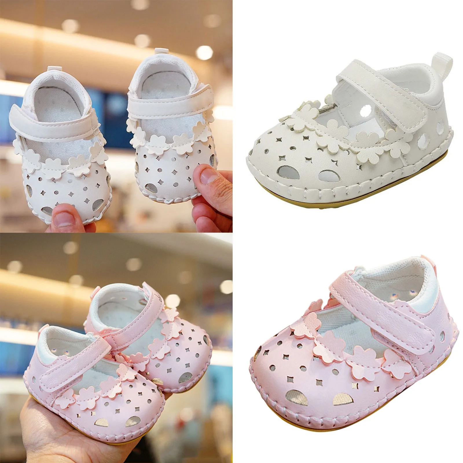 Infant Baby Girls Shoes Soft Sole Hollow Out Sandals Wedding Party Dress Princess Shoes Newborn Outdoor Sneaker First Walkers