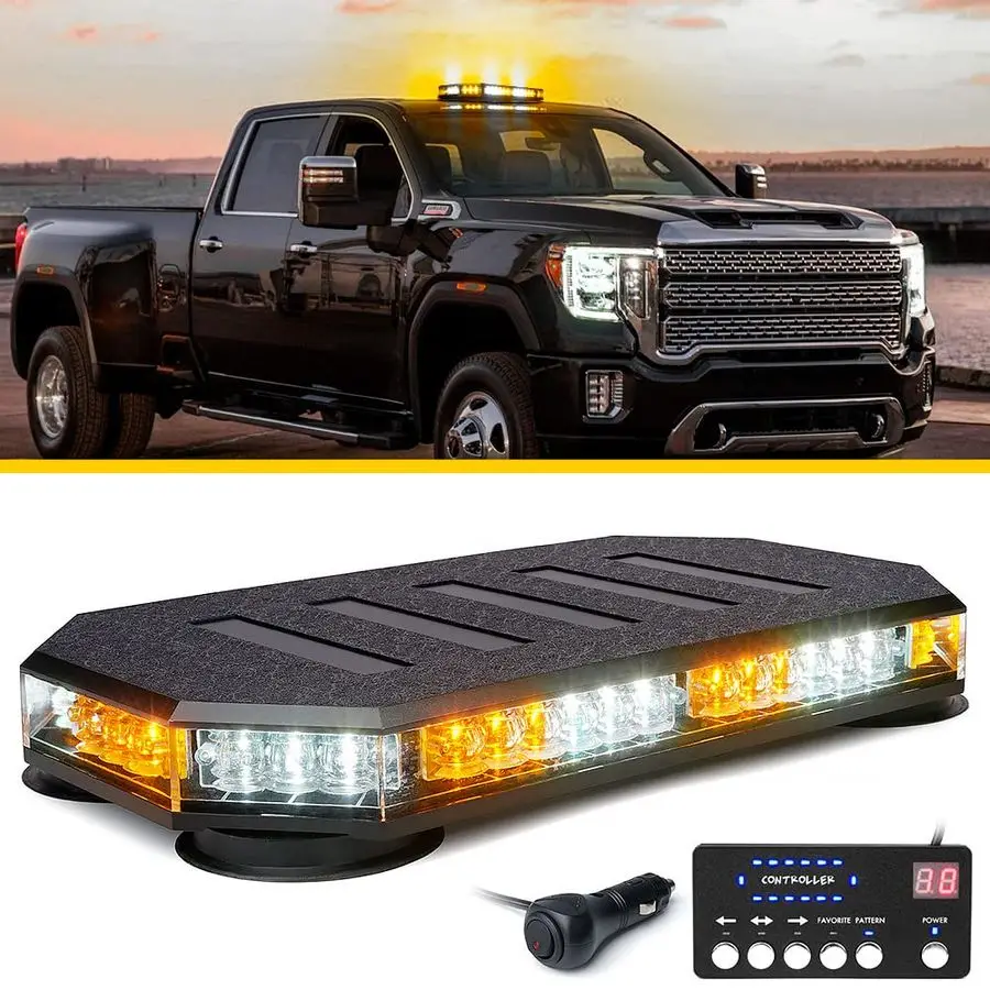 

42 LED Roof Top Strobe Beacon Light Bar Hazard Warning Emergency Flashing Plow Lights with Controller for Construction Vehicles