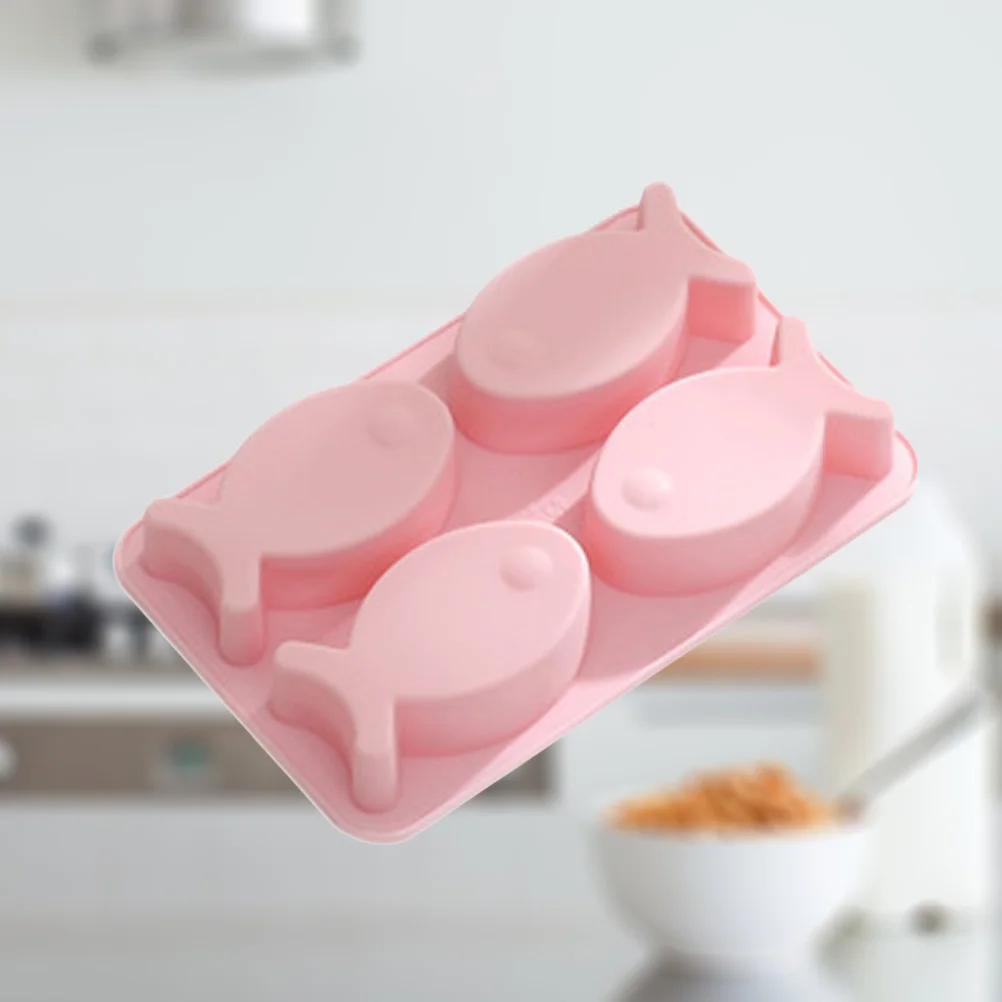 

4 Grids Fish Shaped Ice Cube Tray Food Grade Silicone Mold For Cake Chocolate Dessert Making Ice Mold Tool Kitchen Bar