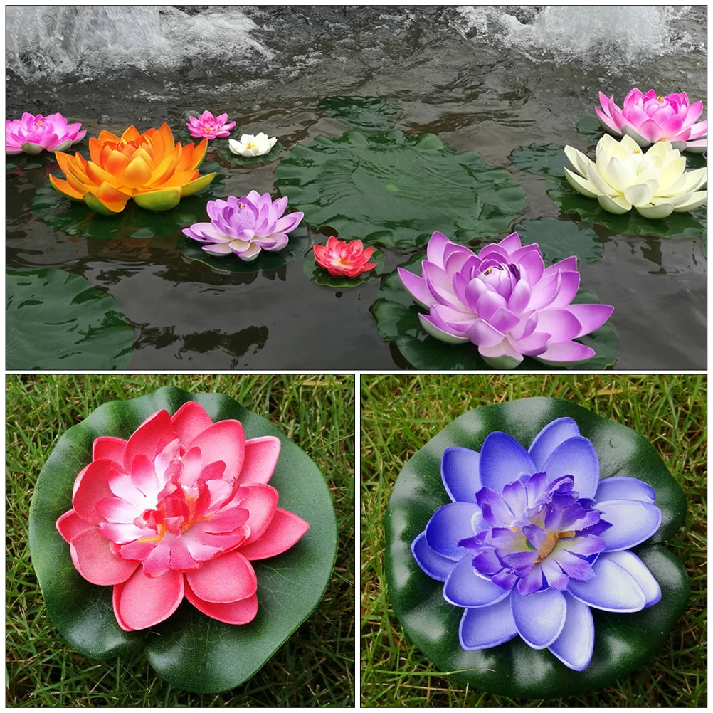 15 Pcs Artificial Lotus Flower Seeds Flowers Garden Decoration Water Lily Pad Ornament Fake Fountain for Pool False