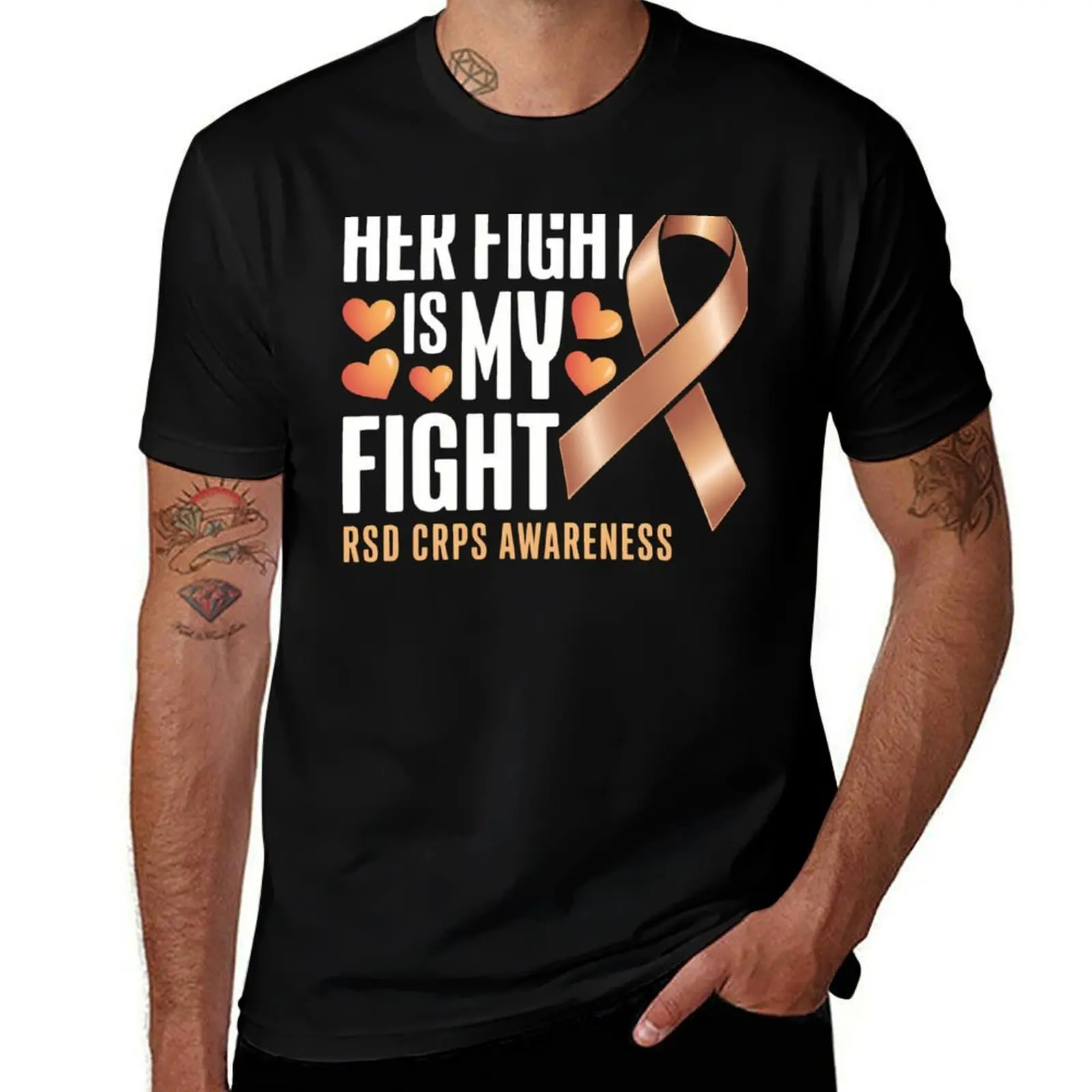 

Her Fight Is My Fight Rsd Crps Awareness Ribbon T-Shirt summer clothes oversized t shirt man clothes mens t shirts