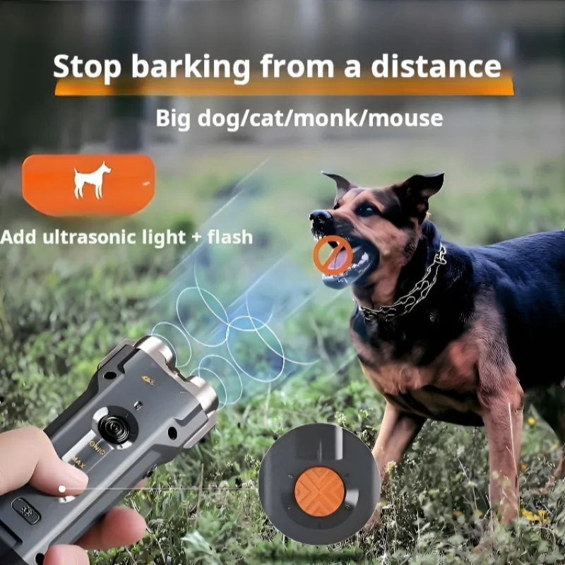 Handheld ultrasonic dog repeller Double head LED flashlight dog repeller Portable dog training devic