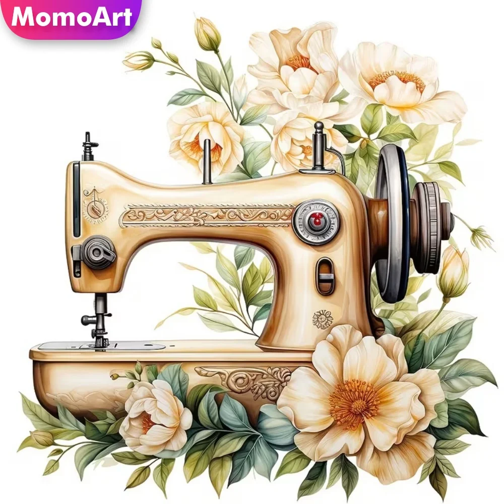 Momoart 5D DIY Diamant-Stickerei Nähmaschinen-Landschafts-Bastelset Malerei Neuerscheinung Diamant-Mosaik Blumen Handgemachtes Hobby