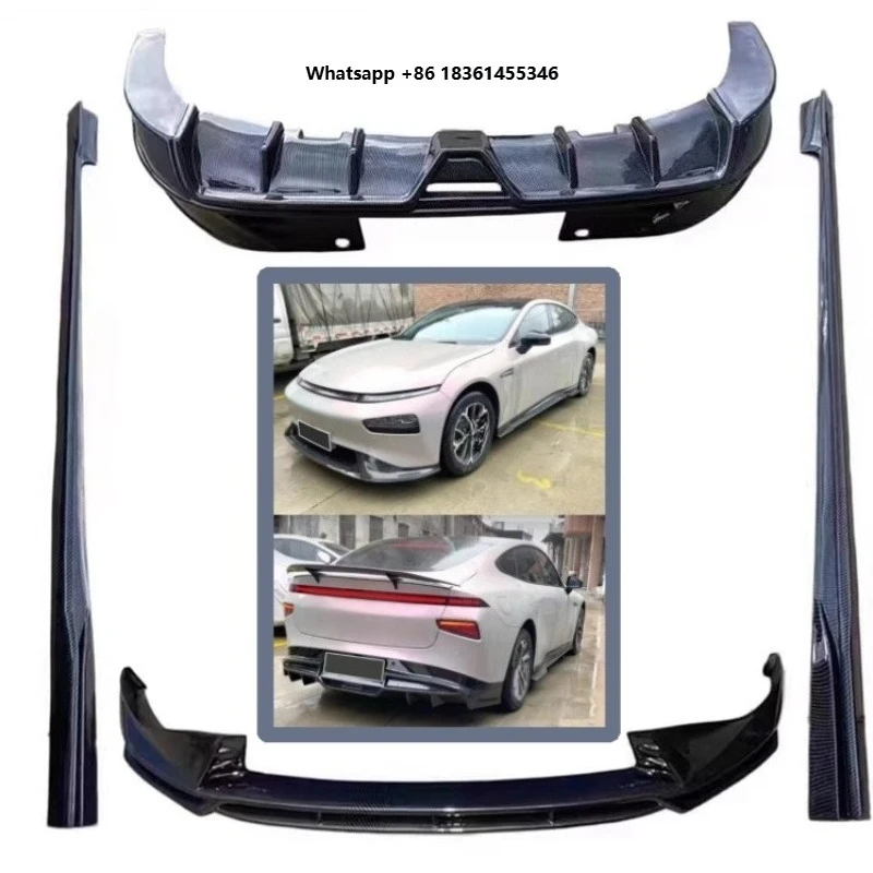 

For XPeng P7 2020-2023 Modified Front Shovel Rear Lip Side Skirts Car Accessories Carbon Fiber Pattern Car Body Kit