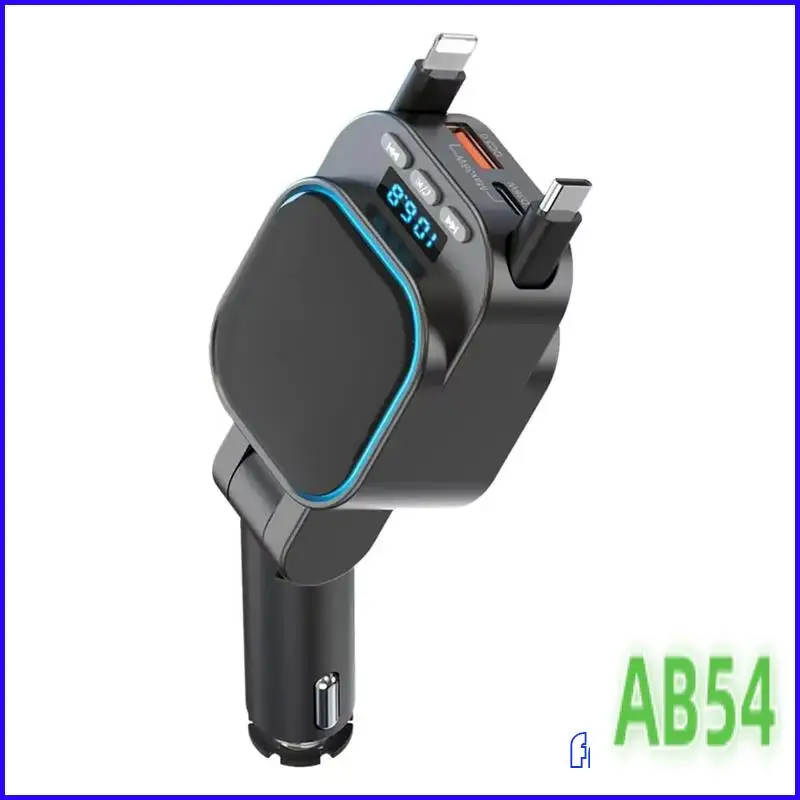 

SB-Bluetooth 5.3 Fm Transmitter For Car With 96W PD Type-C+QC3.0 Fast Charging And Dual Retractable Cables
