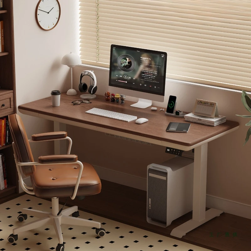Solid wood desk 2026 new intelligent electric lifting table household computer desk study table