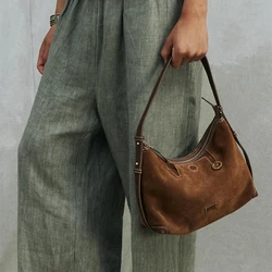 Designer Style Hobo Bag Women's Suede Underarm Bag Commuter Dumpling Bag Shoulder Messenger Bag Versatile Clutch Bag