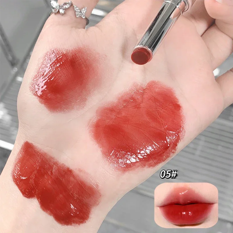 Solid Lip Gloss Moisturizing Jelly Water Mirror Lipsticks Natural Long Lasting Hydrating Lips Tint Nude Red Lip Glaze Cosmetics