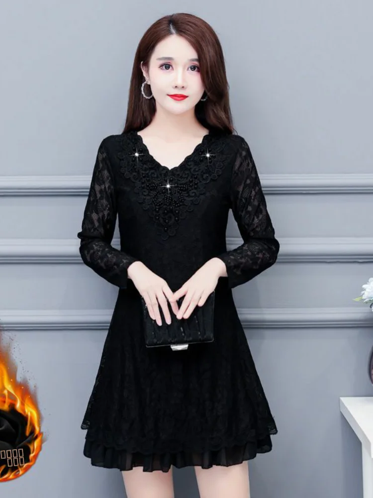 

Fce Lined Thiened, женская кружевная юбка большого размера, зимняя новинка, шикарная женская базовая юбка размера плюс, Ele