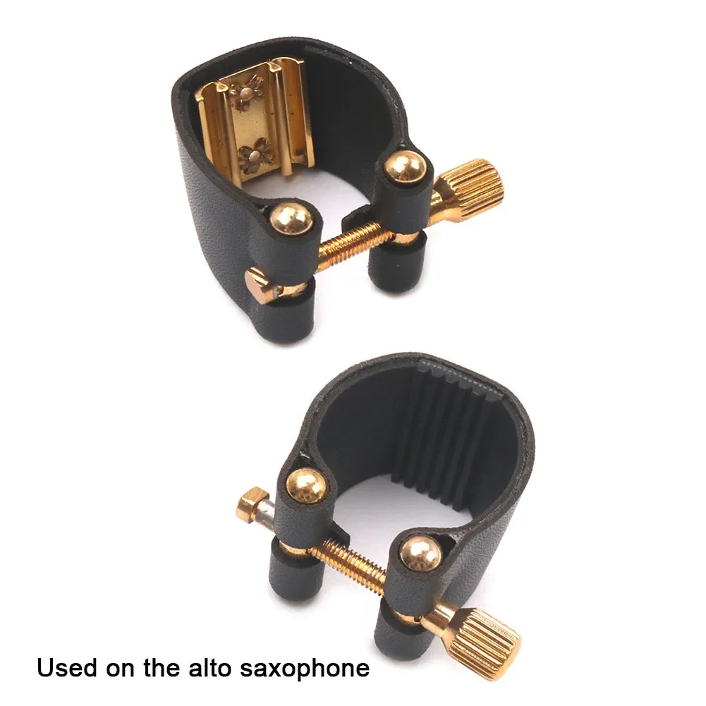 Tenor Sax Mouthpiece Ligature Saxophone Accessories Black. Clip Fastener Kit Leather Metal Mouthpiece PU Leather