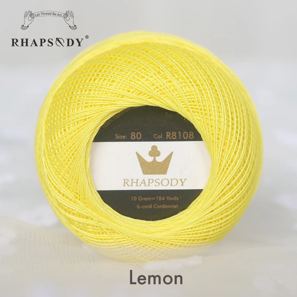 Rhapsody Größe 80 100% Ägyptische Baumwolle Doppelt Gesengter Mercerisierter Faden 10G 184 Yard Für Alle Nadelarbeiten Häkeln Zierknoten Stricken – Detail 34