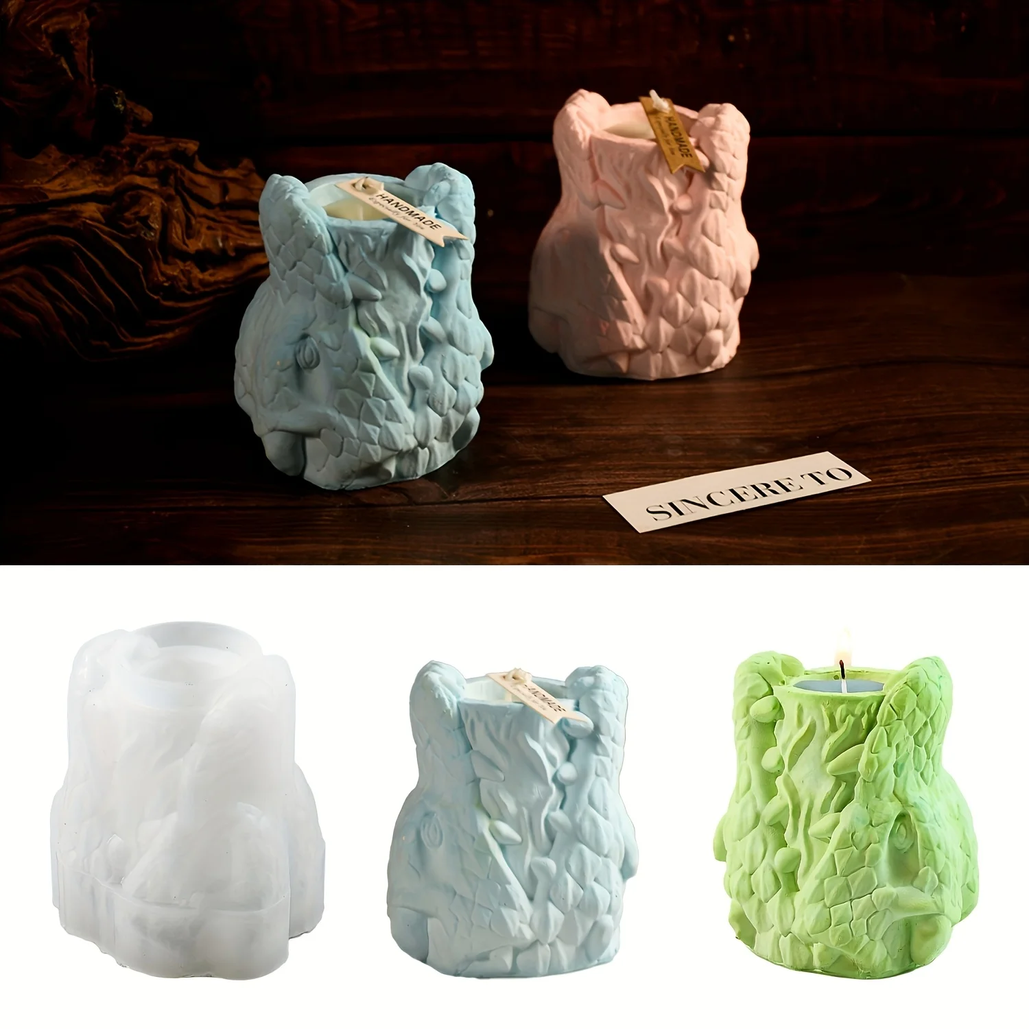 

Diy2 Pieces Of Special-shaped Snake Head Candle Cup Silicone Mold Snake Head Shape Creative Gypsum Aromatherapy Candle Holder Fu