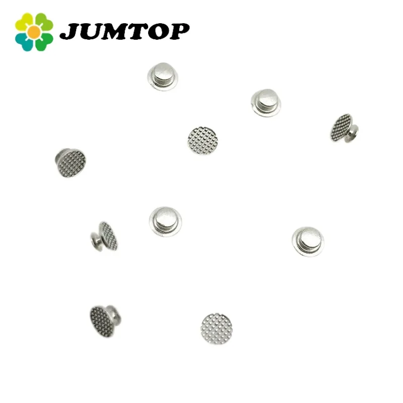 JUMTOP 10Pcs/Pack Dental Metal Buttons Lingual Buckle Composite for Bondable Round Base Orthodontics Materials