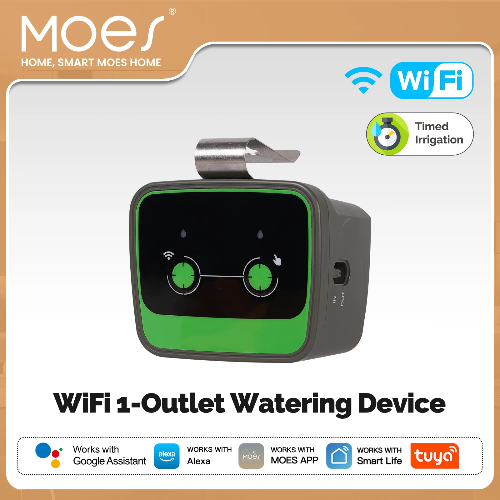 MOES Tuya WiFi Smart Watering Device Irrigation Timer Automation Cycle Soak APP Remote Works with Alexa Google Home