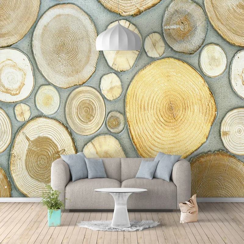 Modern Creative Growth Ring Wood Photo Murals Wallpaper Restaurant Cafe Personality Interior Decor Wall Cloth Papel De Parede 3D