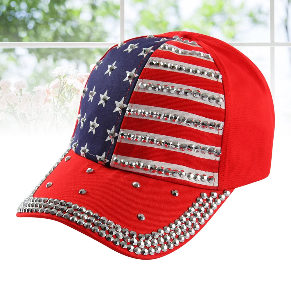 

Sun Caps for Men Unisex Baseball Hat Usa Flags Womens American 4th of July Bling