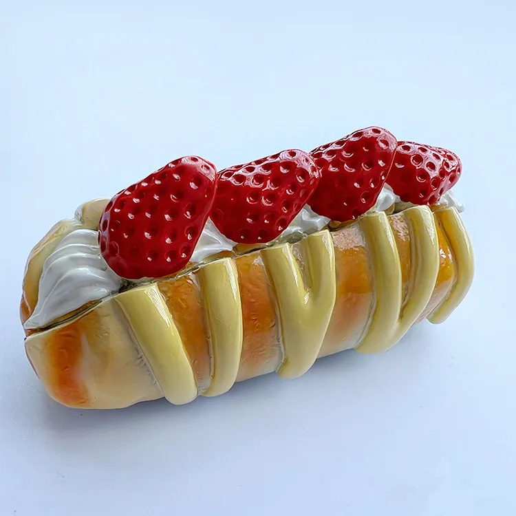 Handmade Painted Strawberry Caterpillar Bread 3D Fridge Magnets Tourism Souvenirs Refrigerator Magnetic Stickers Gift