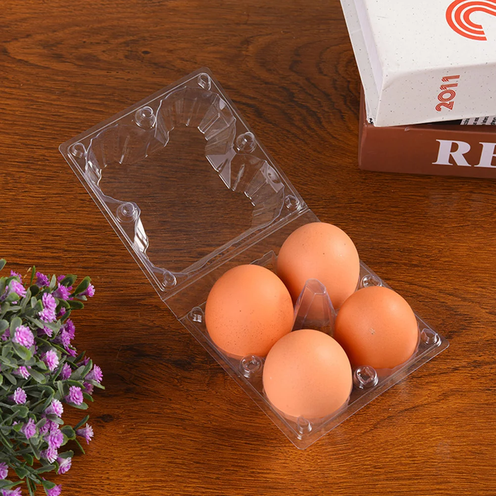 30pcs 4 Grids Portable Egg Tray Transparent Plastic Egg Holder Egg Carrier Packaging Box egg box egg container