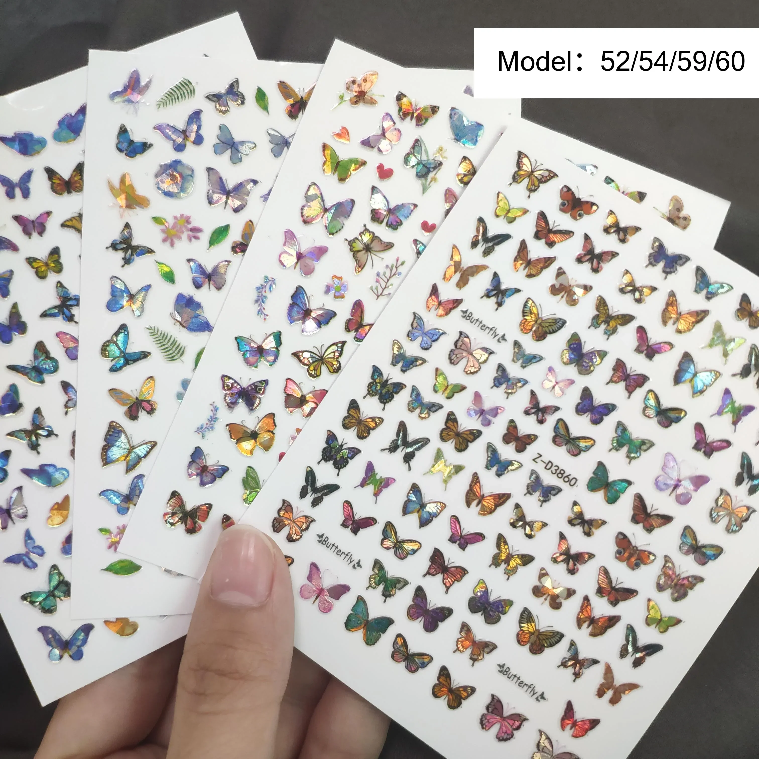 12PCS/3pcs Holographic 3D Butterfly Snake Dragon Love Design Laser Nail Stickers Winter Nail Art Decoration Nail DIY Accessories