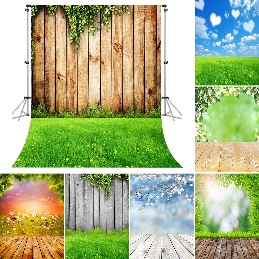 

Bonvvie Photographic Background Spring Flower Leaf Grass Baby Children Cake Smash Portrait Backdrop for Photo Studio Photophone