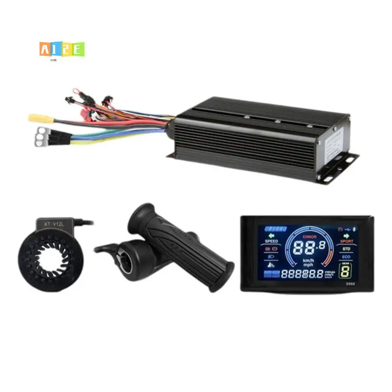 

A12E-Electric Bike Three Mode Controller Set 80A 48V-72V Sine Wave Controller S966 Display Color Screen E-Bicycle Accessories
