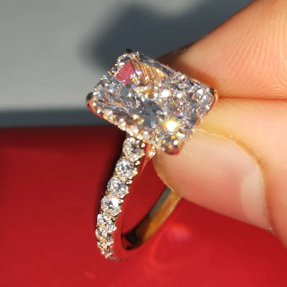 18K 10k gold Ring Factory sell Ring Radiant cut IGI Lab Grown Diamond Rings for Women Fine Jewelry ﻿
