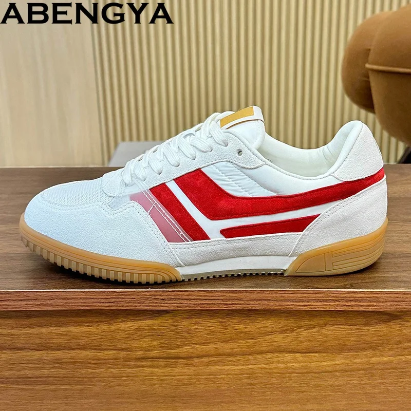 

Spring Suede Leather Flat Shoes Men Lace Up Tennis Trainers Sneakers Male Platform Casual Shoes For Man size 39-45