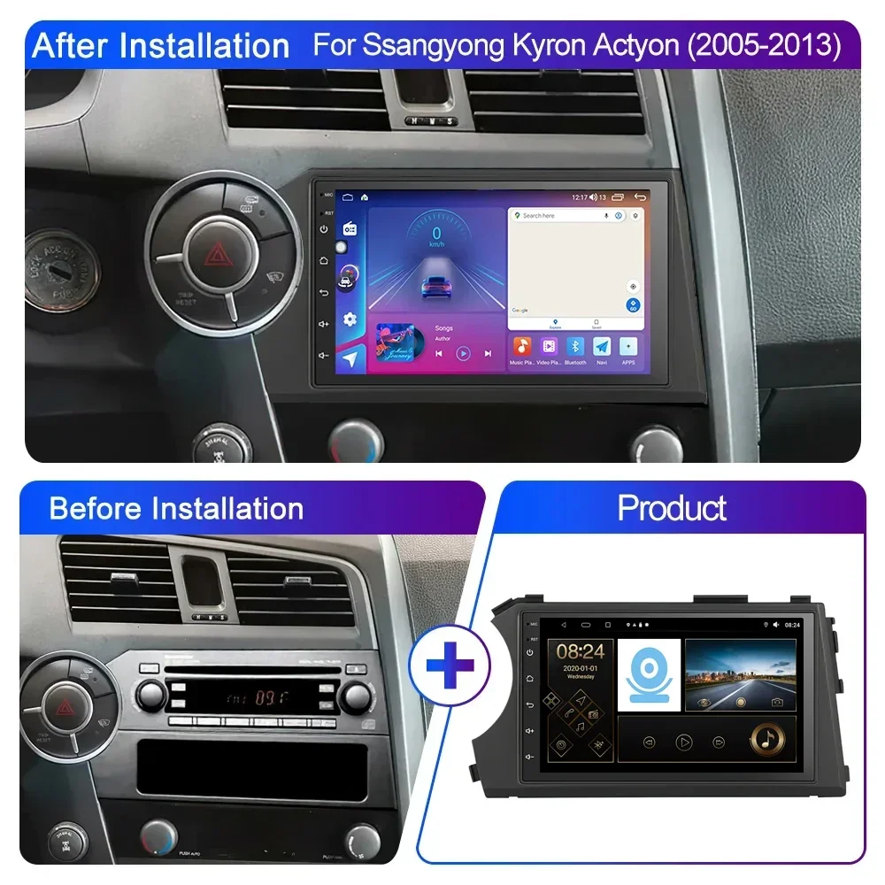 Android For Ssangyong Kyron Actyon 2005 2006 2007 2008 2009 2010-2013 Car Multimedia Player Auto Radio Carplay Screen NO 2din BT